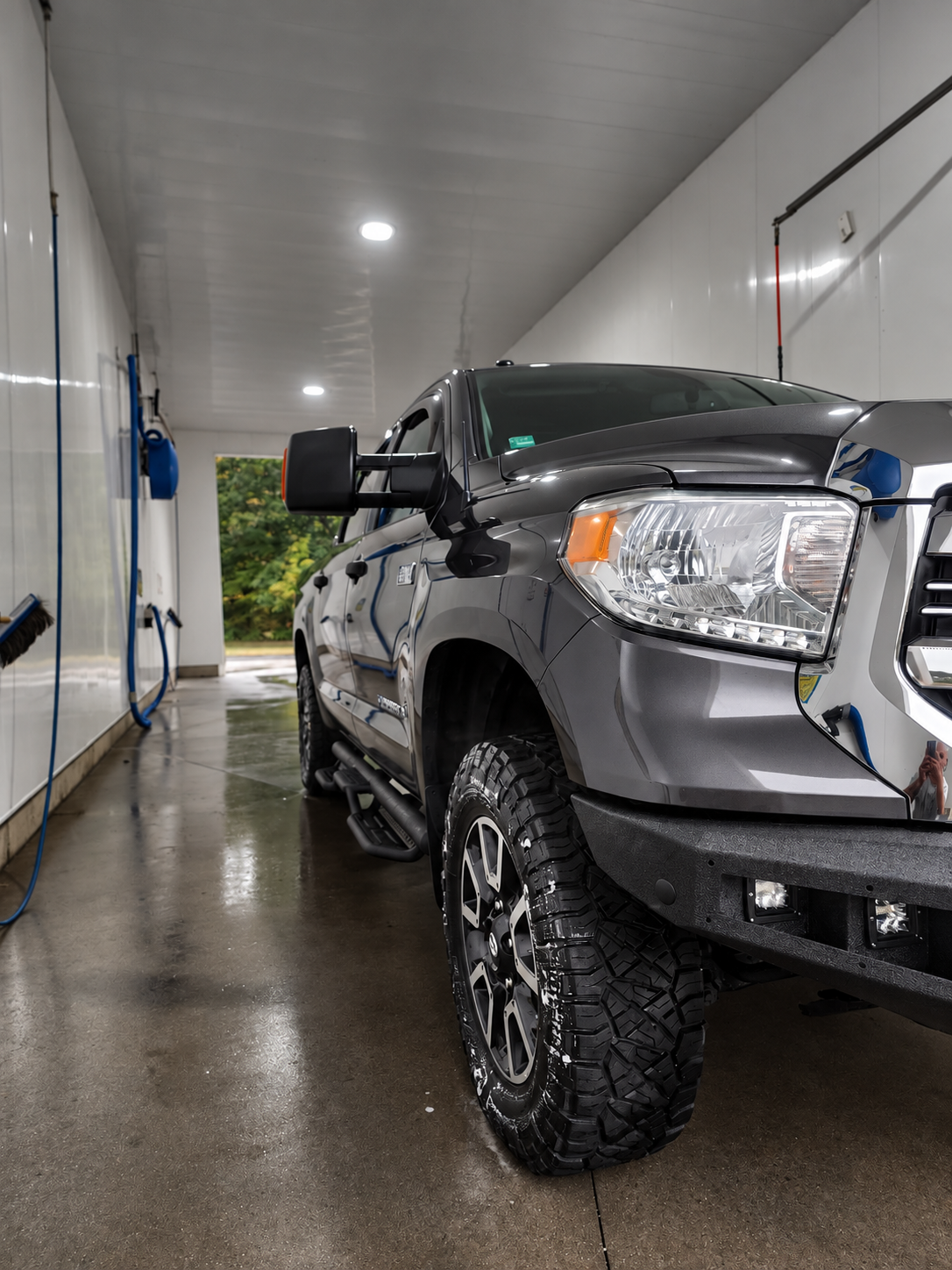 Front quarter of the clean and polished truck