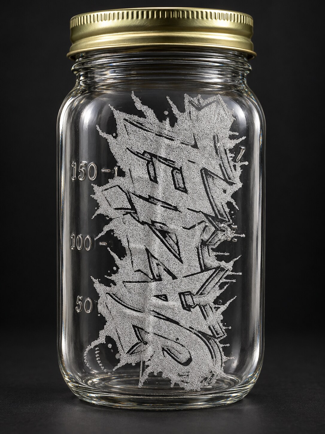 Aircraft artwork laser engraved on a glass mason jar